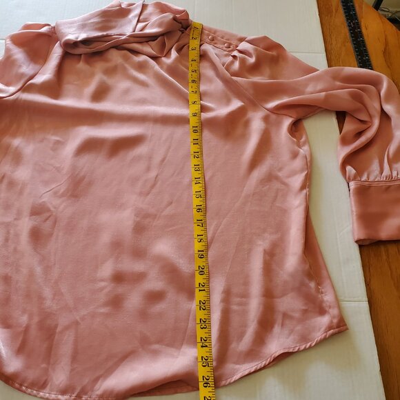 Worthington Dusty Rose Tie Neck Wing Cuff Blouse Large - Picture 13 of 14